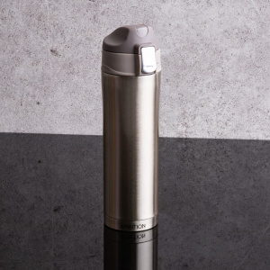 Cana termos 420ml cu buton de siguranta, auriu, Glossy - Img 3