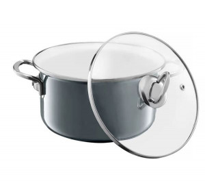 Oala emailata cu capac 22cm, 3.6L, gri, Optimum - Img 4