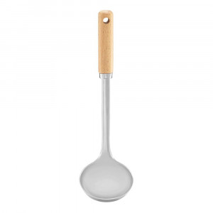 Polonic inox cu maner din lemn 30cm, Natural