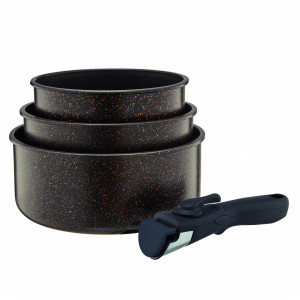 Set oale cu maner detasabil, 4 piese, invelis Qualum Basic Stone Edition, Gold - Img 2