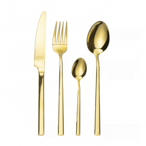 Set tacamuri inox, 24 piese, 6 persoane, auriu, Como Gold - Img 1