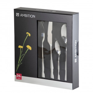 Set tacamuri inox Siena, compatibil cu masina de spalat vase, prezentat in cutia originala Ambition