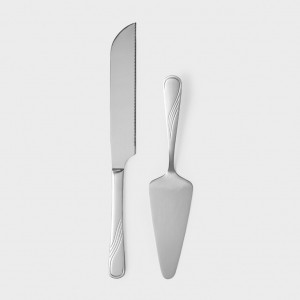 Set tacamuri inox servire desert, 2 piese, cutit si spatula inox, Napoli - Img 2