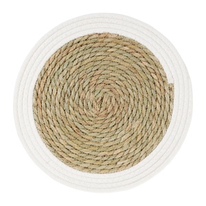 Suport farfurie 35cm, margine alba, Boho