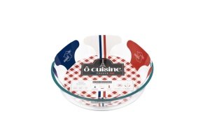 Vas termorezistent rotund pentru prajituri 26x26x6cm, 2.1L, Glass Bakeware - Img 5