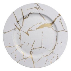 Farfurie decorativa 33cm, alb, Decor Marble