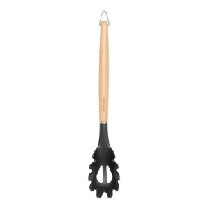 Lingura servire spaghetti cu maner lemn, plastic gri, Natural