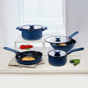 Oala cu capac 20cm, 2.6L, invelis Qualum Ceramic, Cobalt - Img 3