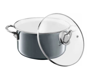 Oala emailata cu capac 24cm, 4.8L, gri, Optimum - Img 2
