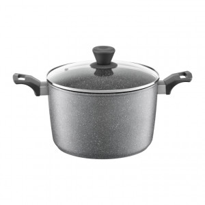 Oala inalta cu capac 24cm, 6.4L, invelis Qualum Basic Stone Edition, Silverstone - Img 1