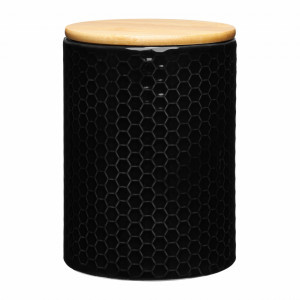 Recipient depozitare cu capac din bambus 1.11L, model stup, negru, Tuvo - Img 1