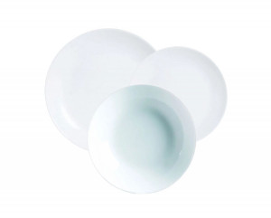 Set de farfurii Valencia, confectionat din sticla fluorosilicata alba pentru rezistenta sporita