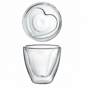 Set 2 pahare termorezistente 150ml, model inima, Mia