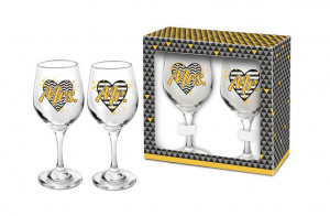 Set 2 pahare vin 220ml, Mrs&Mr, Bg-Tech