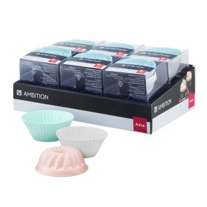 Set 6 forme briose din silicon, mix modele si culori, Alice - disponibil in display 12 buc, Pret SET, cantitate minima de comanda 12 buc