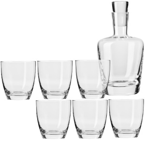Set servire whisky, 7 piese, carafa 1L si 6 pahare 370ml, Amber - Img 2