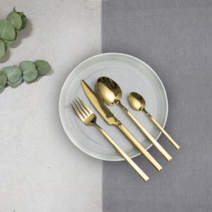Set tacamuri inox, 24 piese, 6 persoane, auriu, Como Gold - Img 3