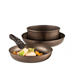 Set tigai si oala cu maner detasabil, 4 piese, invelis Qualum Basic Stone Edition, Gold - Img 5