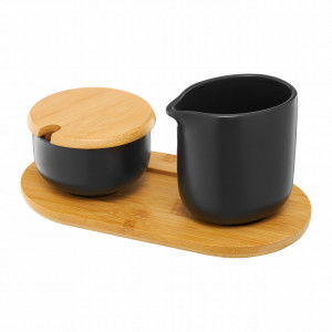 Set zaharnita si latiera portelan, 3 piese, negru, Natural