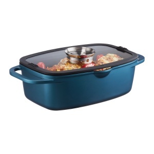 Tava cu capac 32x21x11cm, 6L, Sistem Aroma Knob, invelis Qualum Basic, Azzurro - Img 2