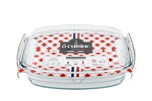 Vas termorezistent cu capac 37x22x15 cm, 6.7L, Glass Ovenware - Img 5
