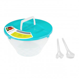 Bol pentru salata cu tacamuri, 5L, capac turcoaz, Salad