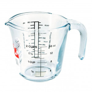 Cana sticla termorezistenta Glass Prepware, dotata cu un maner practic si scale de masurare