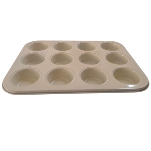 Forma briose 12 portii, rosu, invelis ceramic bej