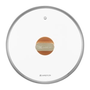 Oala cu capac 20cm, 2.4L, invelis Qualum Basic Stone Edition, Camel - Img 3