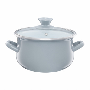 Oala email cu capac 16cm, 2L, gri, Pyza - Img 1