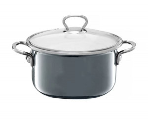Oala emailata cu capac 18cm, 2L, gri, Optimum - Img 2