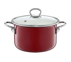 Oala emailata cu capac 18cm, 2L, visiniu, Optimum - Img 2