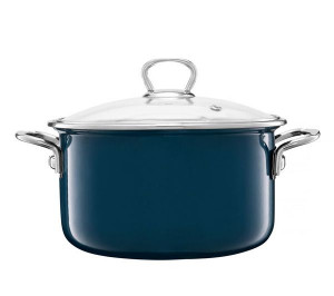 Oala emailata cu capac 24cm, 4.8L, turcoaz, Optimum