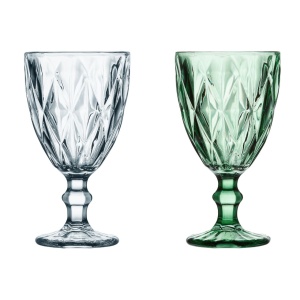 Pahar cu picior 340ml, mix culori, Diamond - disponibil in display 8 buc, Pret buc, cantitate minima de comanda 8 buc - Img 1