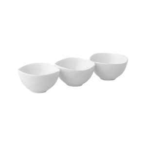 Set 3 boluri 8.25cm, model relief, alb, Salsa