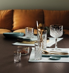 Set 4 pahare long drink 450ml, margine aurie, Timeless - Img 5