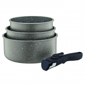 Set oale cu maner detasabil, 4 piese, invelis Qualum Basic Stone Edition, Silverstone