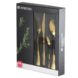 Set tacamuri inox, 24 piese, 6 persoane, auriu, Enna - Img 3