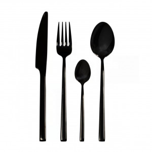 Set tacamuri inox, 24 piese, 6 persoane, negru, Como Black