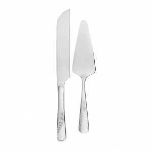 Set tacamuri inox servire desert, 2 piese, cutit si spatula inox, Napoli - Img 1