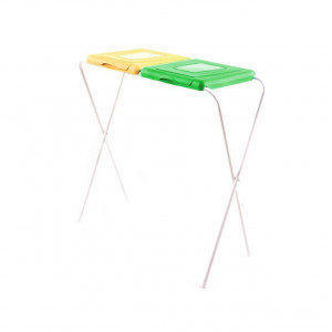 Suport saci menajeri, colectare selectiva, 2 compartimente, galben-verde, Flipo