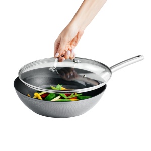 Tigaie wok cu capac 28cm, invelis Qualum Basic, Bubble - Img 2