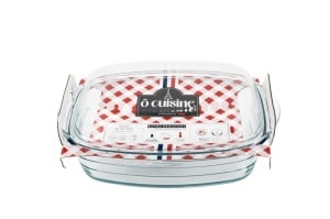 Vas termorezistent cu capac 33x20x14cm, 4.5L, Glass Ovenware - Img 4