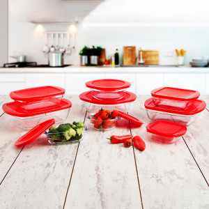 Vas termorezistent cu capac din plastic 23x15x7cm, 1.2L, Cook & Store - Img 2