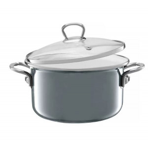 Oala emailata cu capac 18cm, 2L, gri, Optimum - Img 3