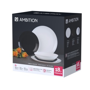 Cutia Ambition in care vin ambalate cele 18 piese din acest serviciu de masa Valencia