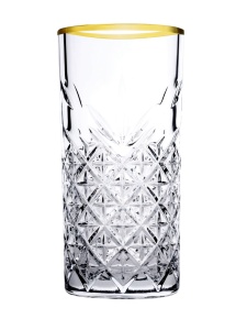 Set 4 pahare long drink 450ml, margine aurie, Timeless