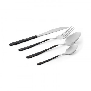 Set tacamuri inox, 16 piese, 4 persoane, Marble Gold - Img 2