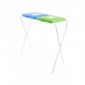 Suport saci menajeri, colectare selectiva, 2 compartimente, albastru-verde, Flipo