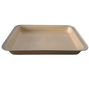 Tava copt 37.5x26x3.5 auriu, invelis ceramic bej